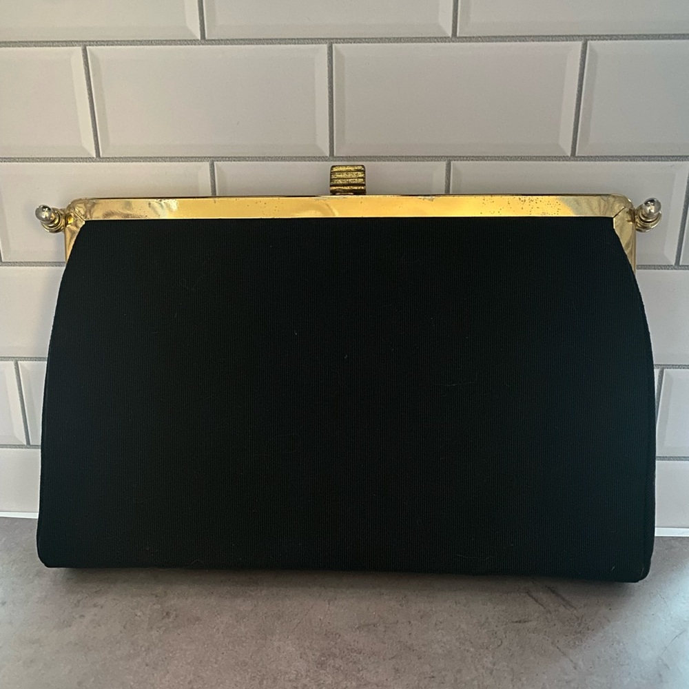 Elegant Black Clutch with Gold Accents